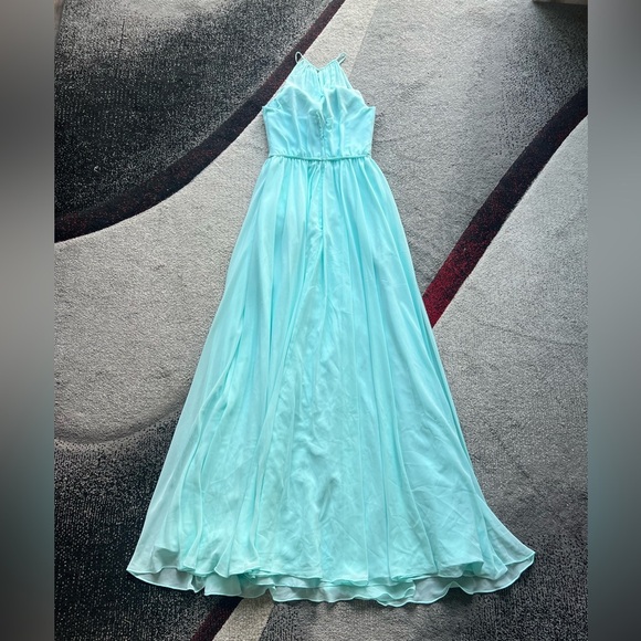 Morilee Madeline Gardner Mint Chiffon Zipper Back Evening Gown - Picture 5 of 7